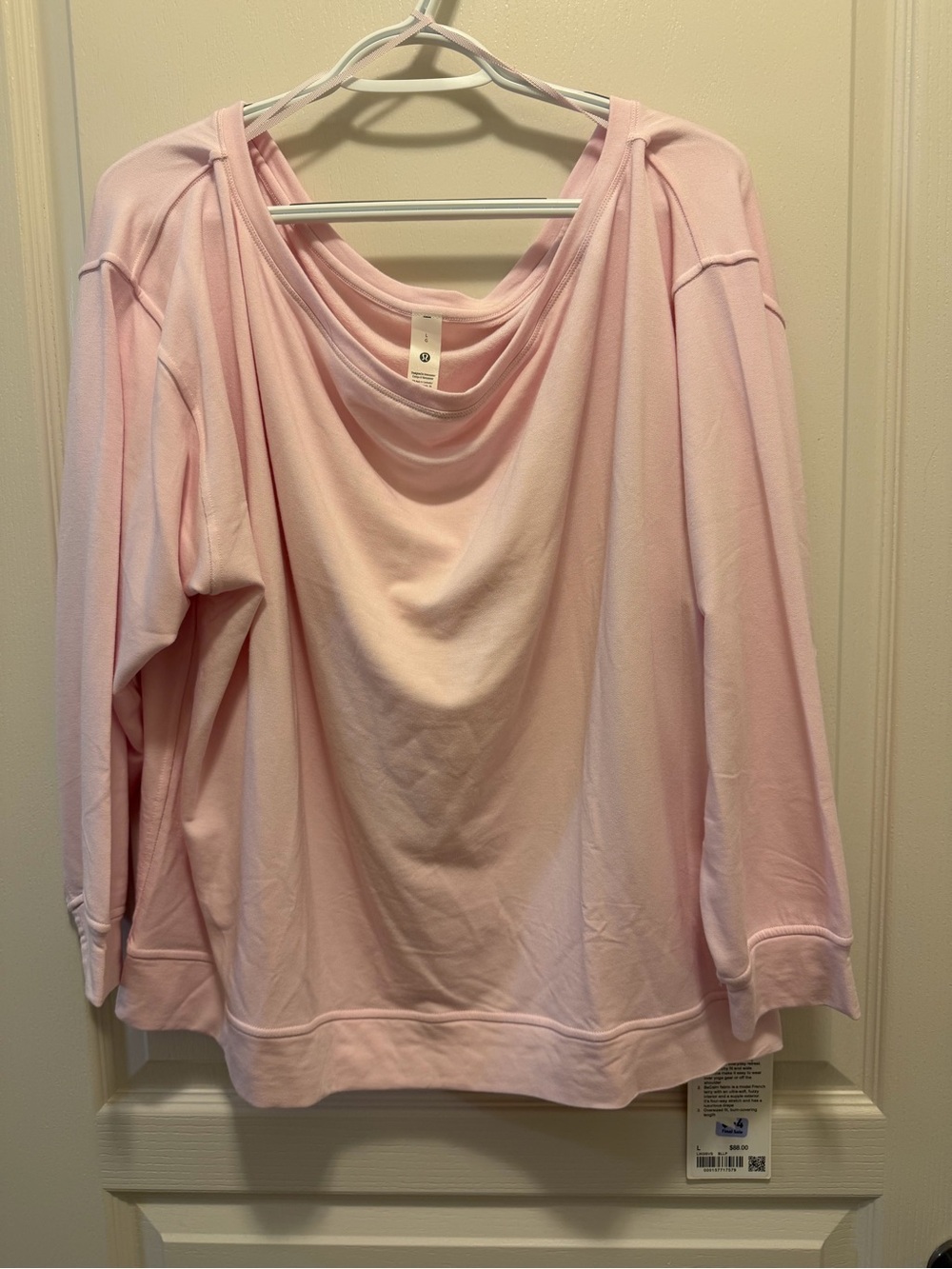 lululemon athletica Light Pink BeCalm Oversized Boatneck Long Sleeve L